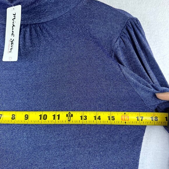 NWT Michael Stars Tunic Womens Medium Blue Top Layer Shiny Preppy Y2k Retro - Picture 6 of 14